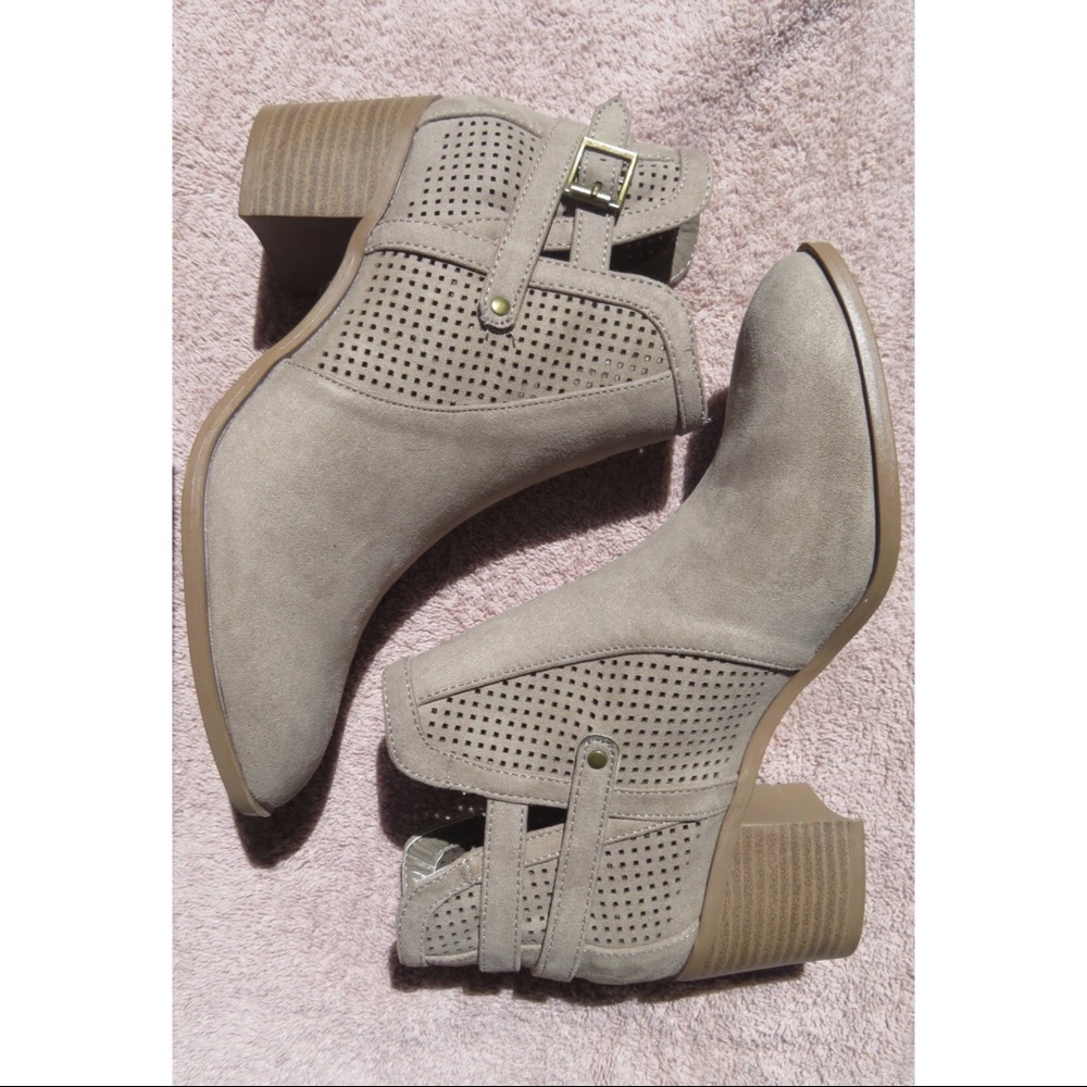 Light Gray Suede-Like Booties